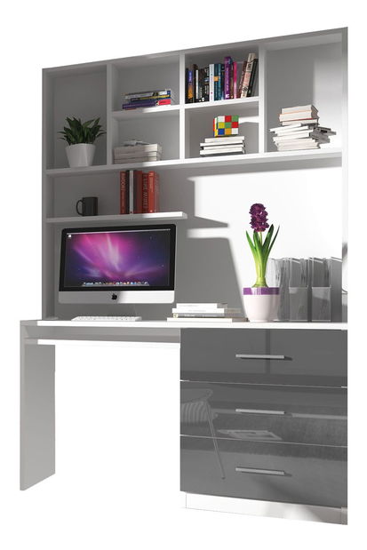 Masă PC Paralia PD03 (Alb + Gri lucios)