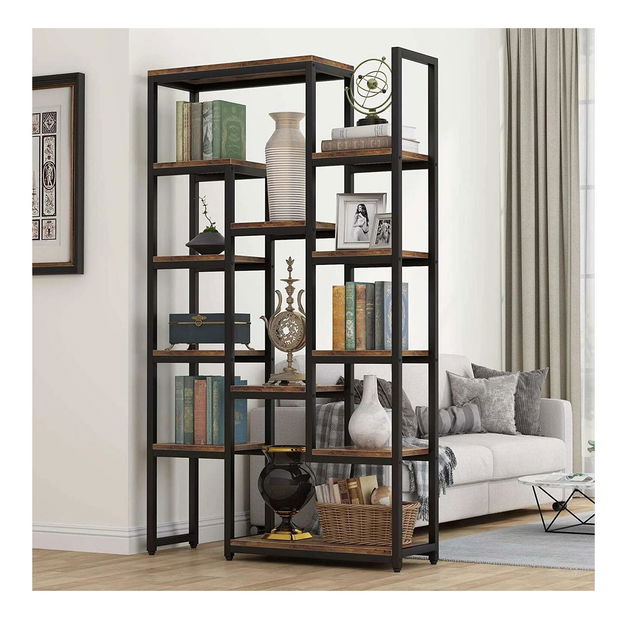 Regál Kekola (čierna + drevo) 