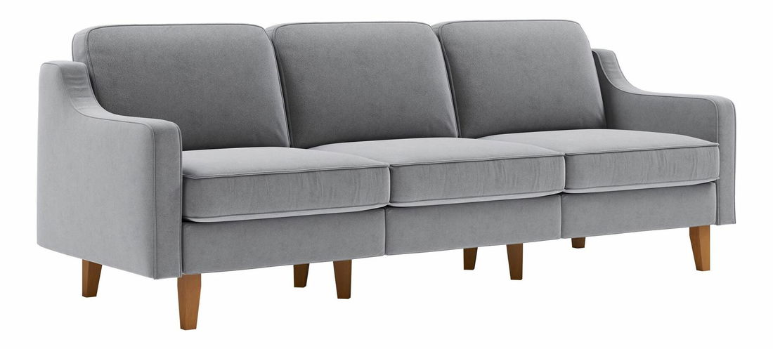 Pohovka trojsedačka Robia E (hmlistá sivá + orech)