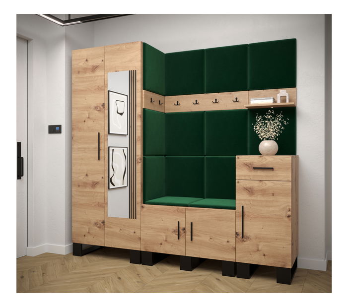 Előszobabútor Amanda 13 (artisan tölgy + zöld)