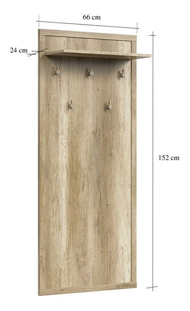 Vešiakový panel BRW Kaspian WIE/60 (dub monument)