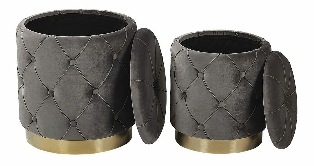 Set 2 ks. taburetiek POLE (látka) (sivá) (s úl. priestorom)