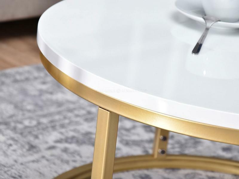 Dohányzóasztal Kolja Stolik S (fehér + arany)