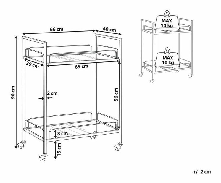 Servírovací stolík Vesta (zlatá)