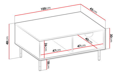 Măsuță cafea Tildo 1K (negru) *resigilat
