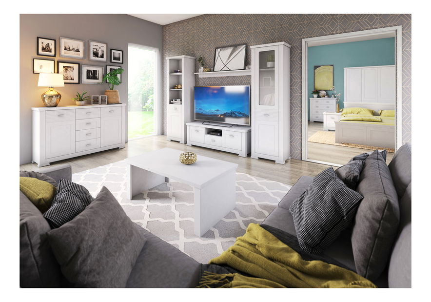 Masă de sufragerie extensibilă (pentru 6 8 persoane) Mebel Bos Alethia (alb)