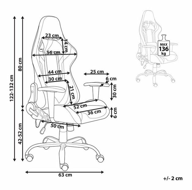Kancelárske kreslo Gregorio (čierna) (s LED osvetlením)