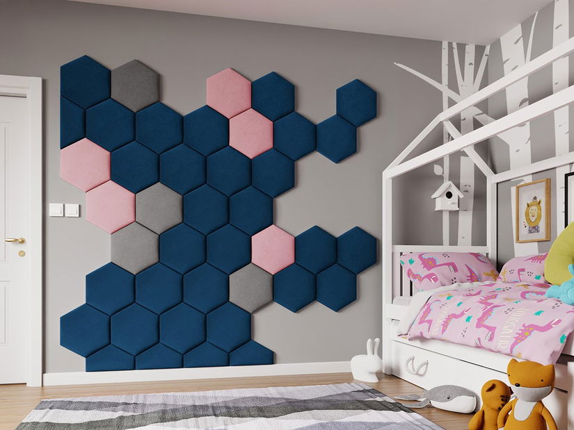 Čalúnený nástenný panel (3 ks) Lok (modrá) *výpredaj