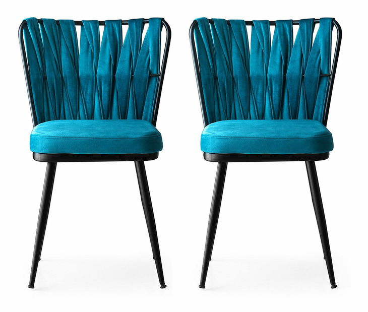 Set de 2 scaune Krista (negru + albastru) *resigilat