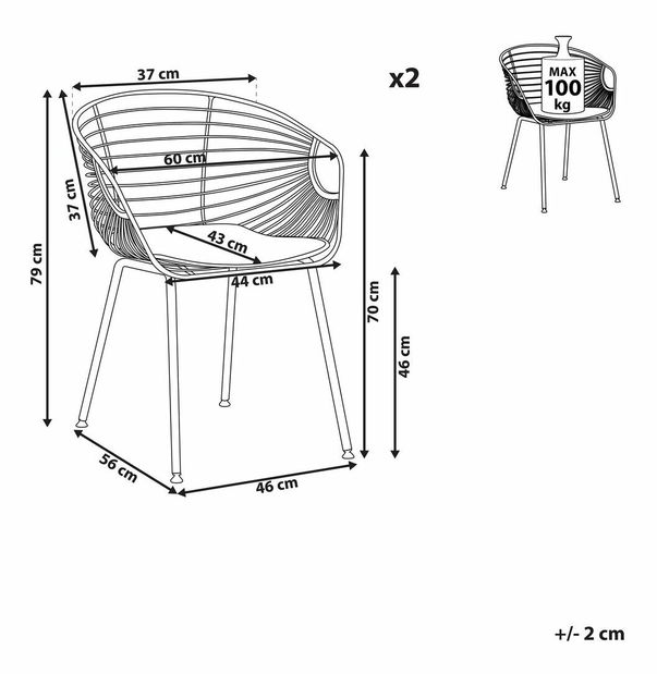 Set 2 ks. jedálenských stoličiek HABIR (čierna)