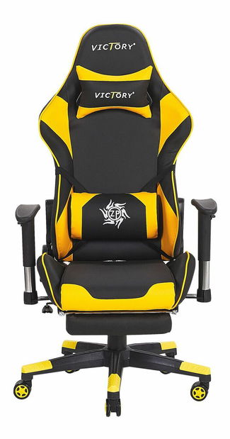 Kancelárska stolička VITTORE (syntetická koža) (čierna + žltá)