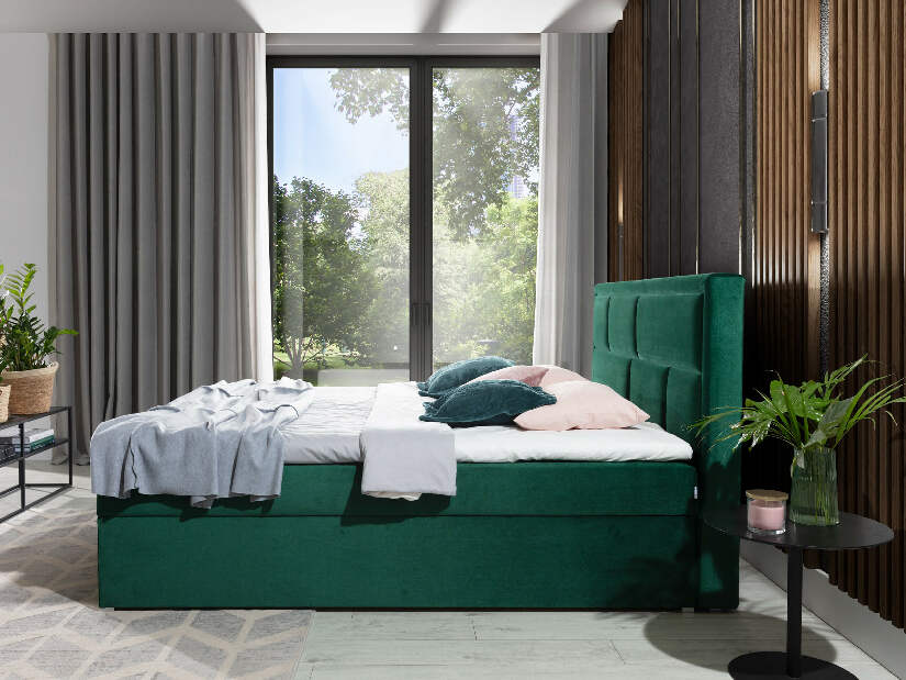 Pat matrimonial Boxspring 180 cm Menera (verde)