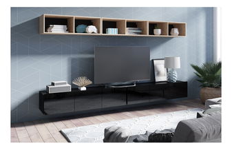 Mobilier living Calabria C33 BLACK (Negru + Stejar artisan) (fără iluminat)