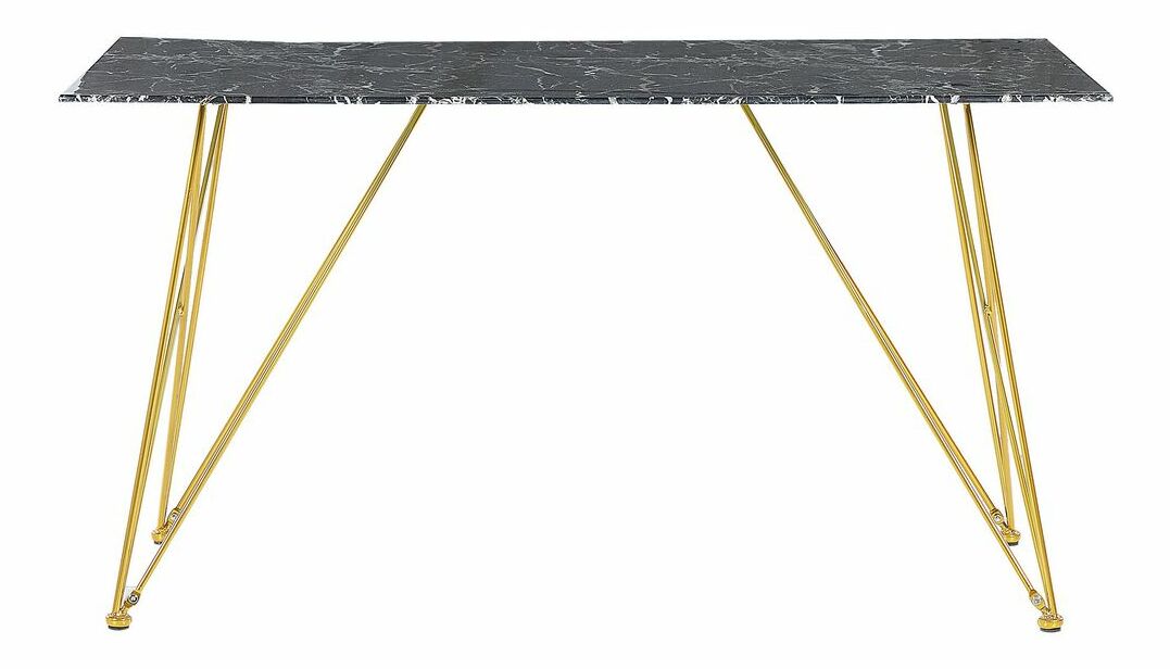 Jedálenský stôl KARSON (čierna + zlatá) (pre 4 osoby)