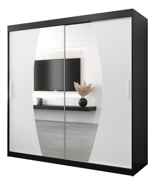 Ormar za garderobu 200 cm Eclipse (crna mat + bijela mat)