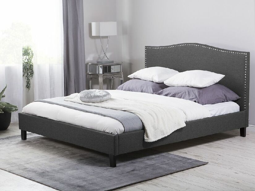 Manželská posteľ 160 cm MONTHY (s roštom a LED osvetlením) (tmavosivá)