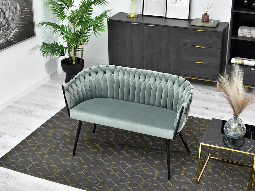 Pohovka dvojsedačka Rozaine (mätová + čierna)