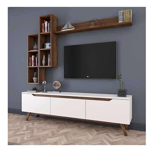 Mobilier living Mitevu 10 (alb + Nuc) 