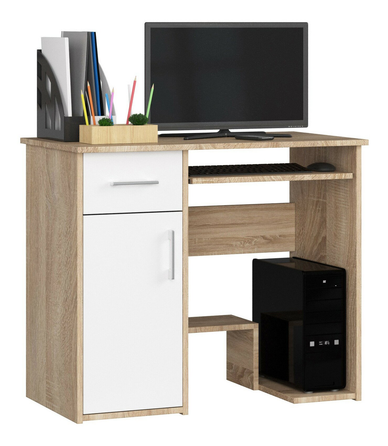 PC asztal Jocosa (sonoma tölgy + fehér)