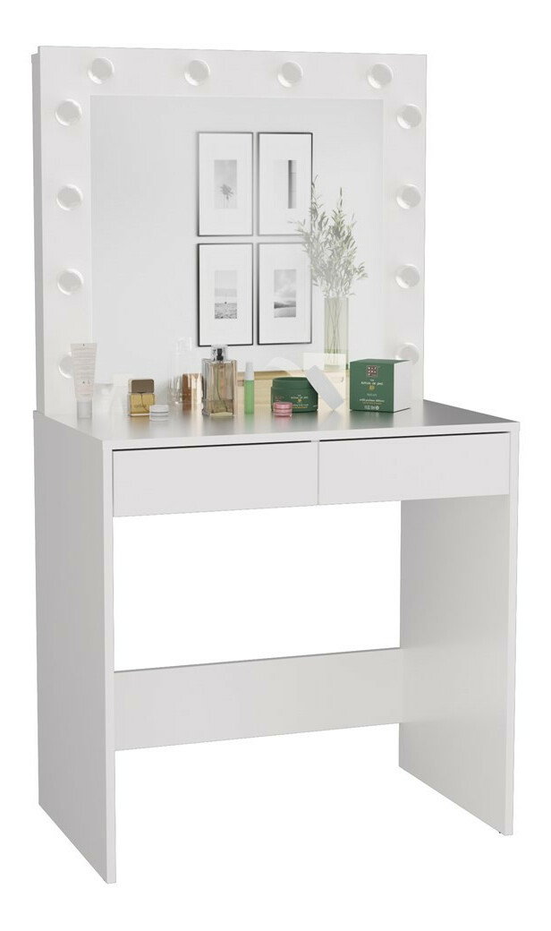 Fésülködőasztal Micras 1 (fehér) (tükörrel) (LED világítással)