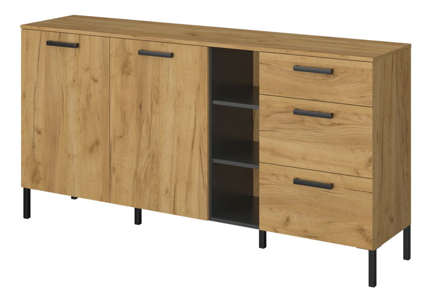 Komoda Shanna (hrast craft zlatni + antracit)