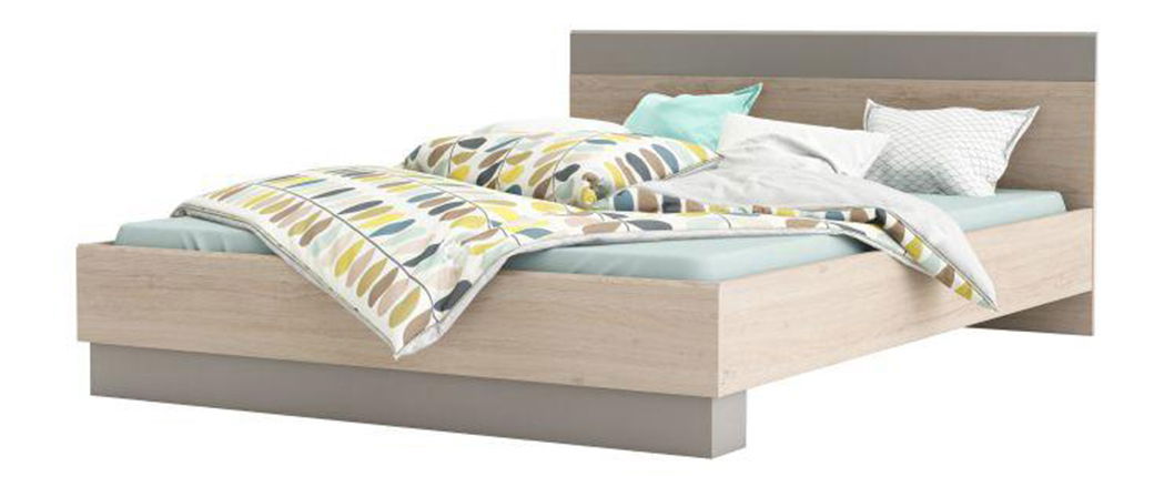 Pat matrimonial 160 cm Bihop (stejar arizona + gri)