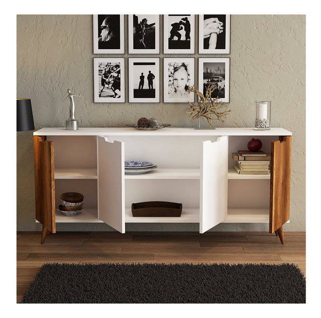 Konzolový stolík Napose (orech barokový + biela) 