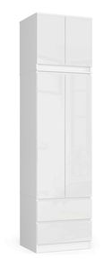 Šatníková skriňa Slots (biela + lesk biely) (s nadstavbou)