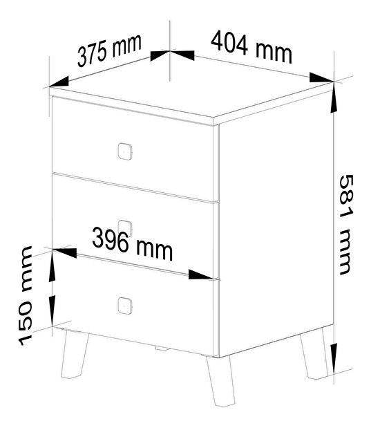 Éjjeliszekrény Mercados (fehér + fekete)