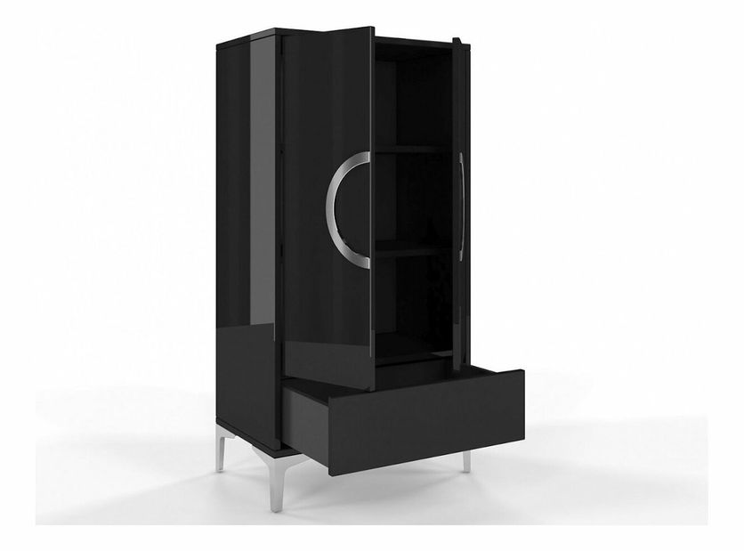 Komoda Evenna (visoki crni sjaj) (visoka)