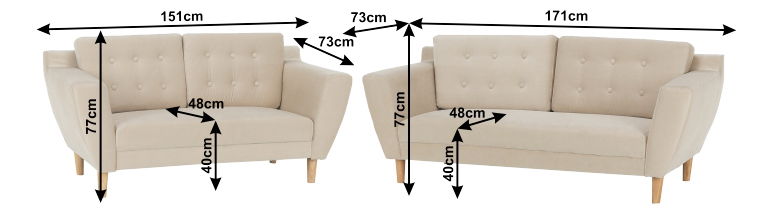 CanaPatrington cu 2 și 3 locuri Sham (Crem)