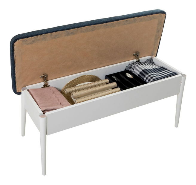 Blagovaonski stol na razvlačenje sa 2 stolice i 2 klupe Vlasta (bijela + tamnoplava)