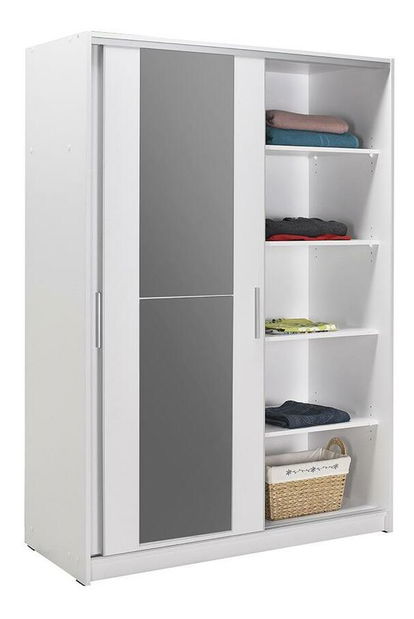 Skriňa s posuvnými dverami Solstice 2 (biela) (so zrkadlom)