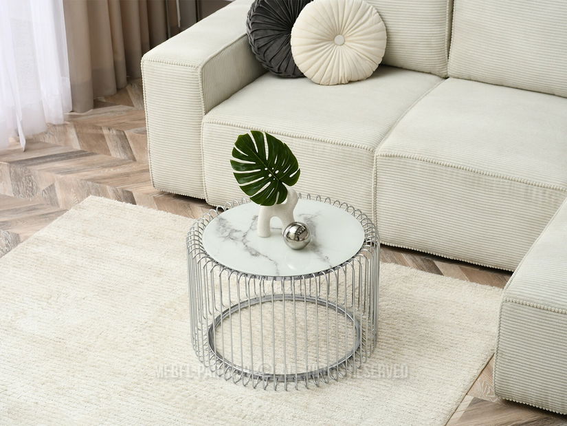 Stolić za kavu Nils M (bijeli mramor + krom)