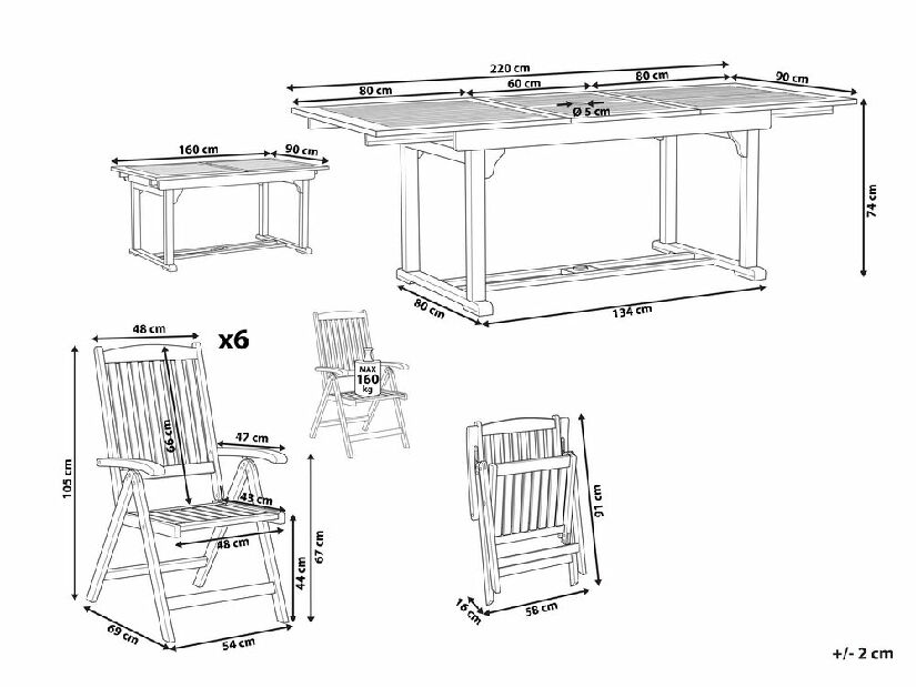 Set mobilier de grădină Amati (lemn închis + roșu)