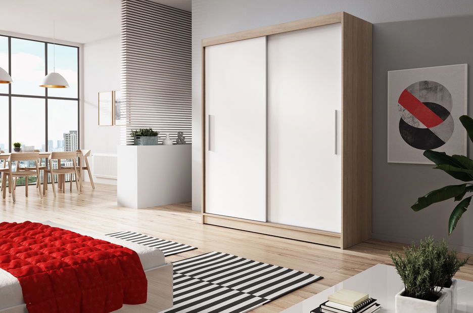 Ormar za garderobu Viola 04 (hrast sonoma + bijela)