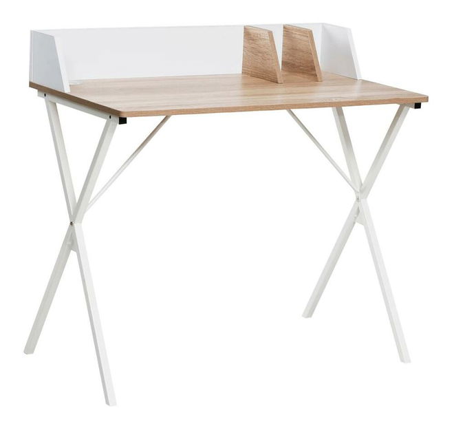 Masă de scris molidtorescas (stejar deschis + alb) 