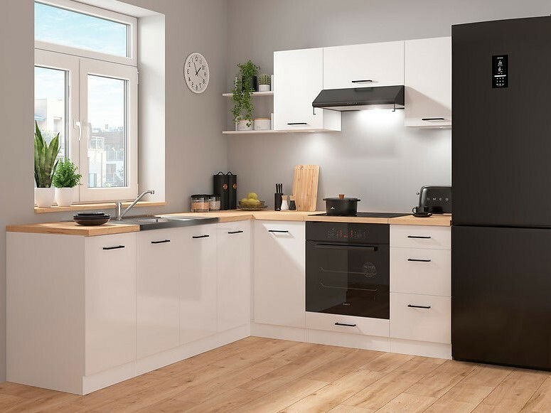 Kutna kuhinja Junona Line 200 + 220 cm (bijela + kredasto sjajna)