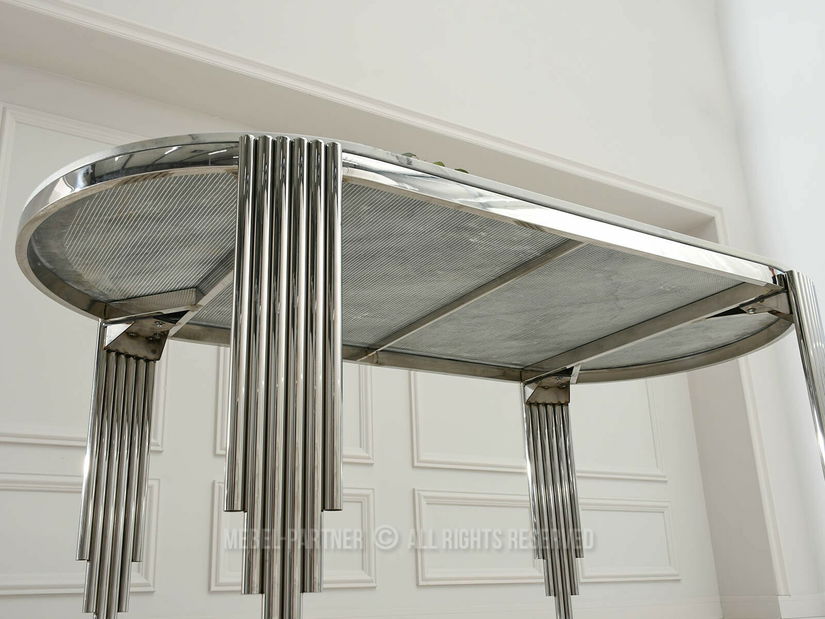 Blagovaonski stol Antiga (bijeli mramor + krom)