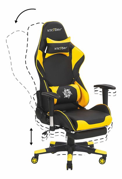 Irodai szék VITTORE (szintetikus bőr) (fekete + sárga)