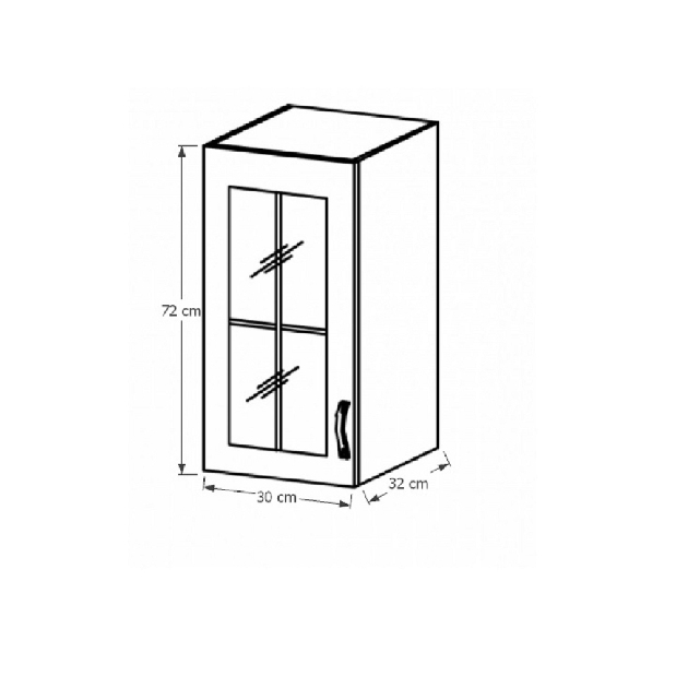 Dulap superior de bucătărie so sticlăm G30S Provense (alb + sosna andersen) (S)