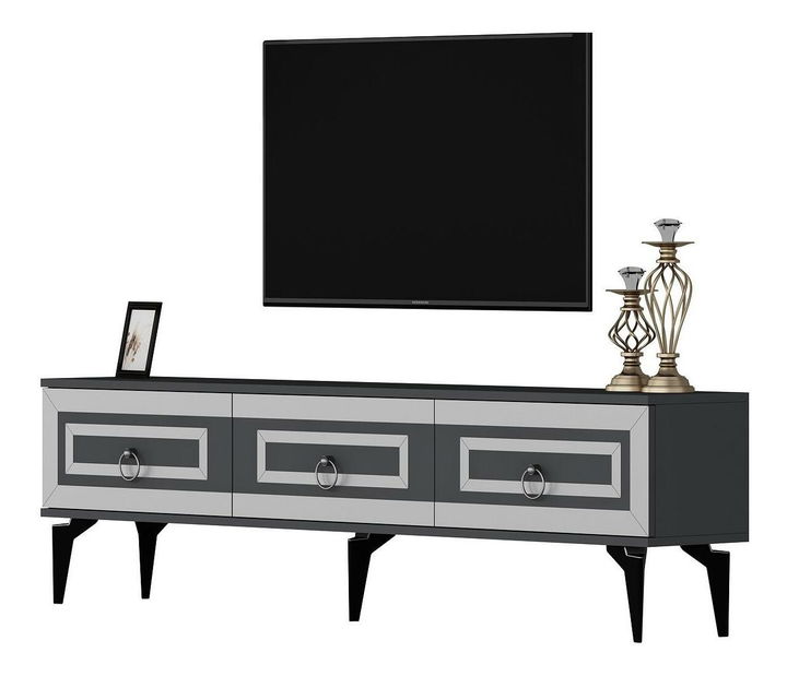 TV stolík/skrinka Pemava 2 (antracit + strieborná) 