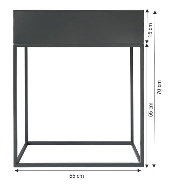Metalna posuda za cvijeće Indrazia PC tip 3 (tamno siva)