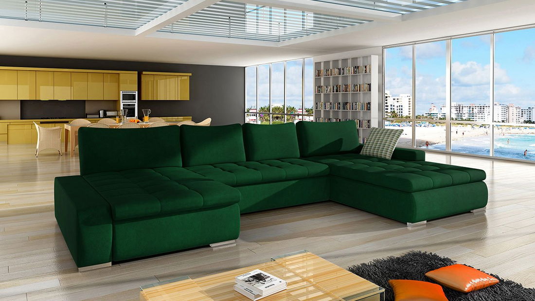 U alakú kanapé Carmine (Utario velvet 2951 + Utario velvet 2951 + Senegal 823)