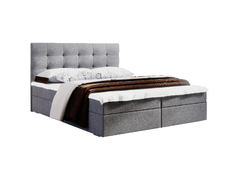 Manželská posteľ Boxspring 140 cm Fade 2 (sivá) (s matracom a úložným priestorom)