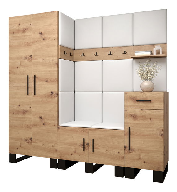 Set mobilier pentru hol Amanda 1 (Stejar artisan + Alb)