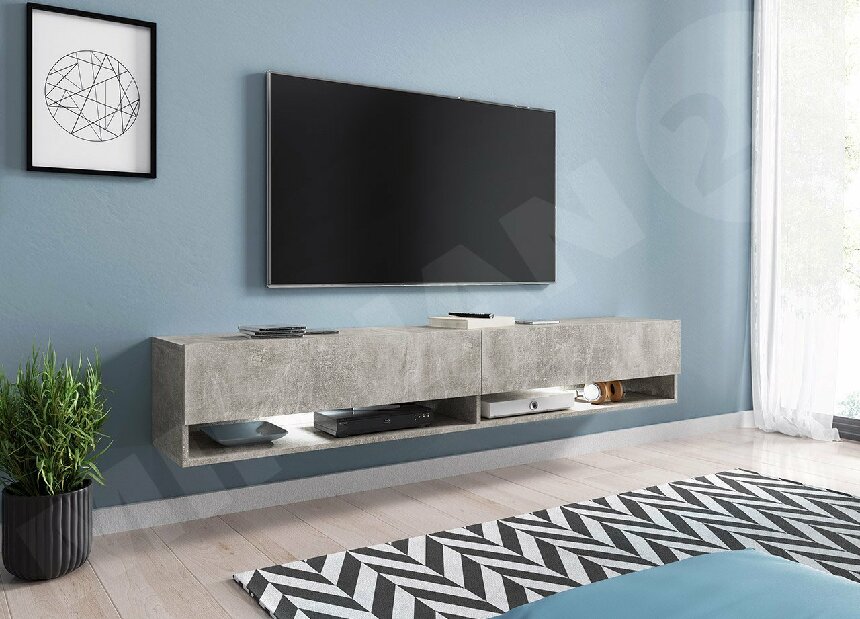 Masă TV/Dulap Aldesia 180 (beton smart) (iluminat LED rgb color)