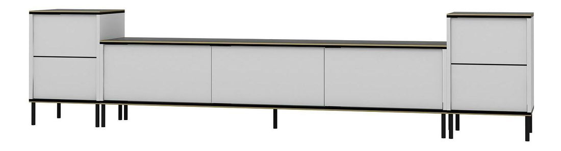 Masă TV/Dulap Iris (Alb + Negru + Auriu)