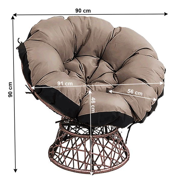 Okretna fotelje s jastukom Frage BIG (smeđa + crna + bež)