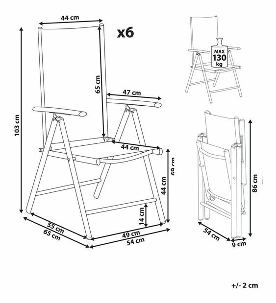 Set 6 ks záhradných stoličiek Cupid (béžová)